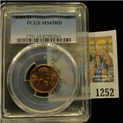 1252 _ 1951 D Lincoln Cent, PCGS slabbed MS65RD.