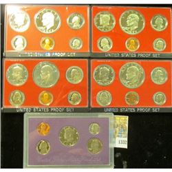 1332 _ 1975 S, 76 S, 77 S, 78 S, & 89 S U.S. Proof Sets. All original as issued.
