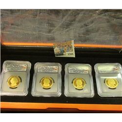 1344 _ First Commemorative Mint Hard Wood Cased Set of slabbed Presidential Dollars. Includes 2007 S
