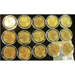 1347 _ 2006, 2007, & 2008  24 Karat Gold (plated) Philadelphia Mint  State Quarter Sets. All encapsu