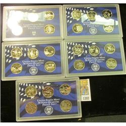 1382 _ 1999 S, 2000 S, 2001 S, 2002 S, & 2003 S San Francisco Mint State Clad Proof Quarters sets in