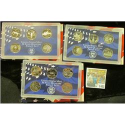 1402 _ 1999 S, 2000 S, & 2001 S San Francisco Mint State Clad Proof Quarters sets in U.S. Mint plast