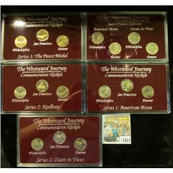 1411 _ (4) "The Westward Journey Commemorative Nickels Philadelphia Denver San Francisco" Three & fo