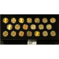 1415 _ (20) Proof & BU U.S. Presidential Dollars. All encapsulated and stored in a velvet-lined blac