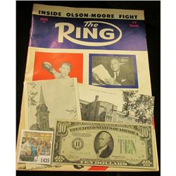 1435 _ August, 1955 "The Ring" with an article on "Inside Olson-Moore Fight", which sold for 35c; "H