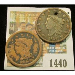 1440 _ 1834 (holed) & 1851 U.S. Large Cent.