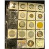 Image 1 : 1453 _ 20-pocket plastic page containing 16 various Sports related pins, medals, or Good For Tokens.