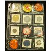 Image 1 : 1456 _ 9-Pocket plastic page containing 10 various Sports related Pin-backs, gambling chips, medals,
