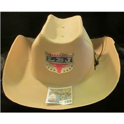 1459 _ "LBJ" Plastic Western style Cowboy Campaign hat for a young boy. Damaged, but quite rare.