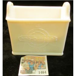 1464 _ White Milk Glass Napkin Holder "Property of National Paper/Napkin Company/Trade/Mark/Nap-o-Fo
