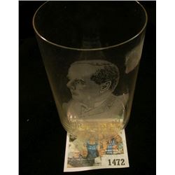 1472 _ President McKinley Etched Crystal Glass "Our President 1897 To 1901" Very Good condition.