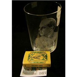 1477 _  Old Depot Restaurant & Pub Adel, Iowa  Match Box; & President McKinley Etched Crystal Glass 
