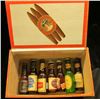 Image 1 : 1481 _ "Florodora for 10 Cent Cigars" Wooden Cigar Box containing numerous miniature Whiskey Bottles