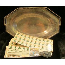 1498 _ "Sheffield Plate" Handled Silvered Tray; group of 1956 & 60 Chirstmas Seals in unused but mos