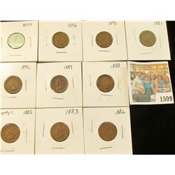 1509 _ 1881, 82, 83, 86 variety 1, 88, 89. 92, 93, 96, & 99 Carded and ready to sell Indian Head Cen
