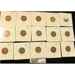 1512 _ (2) 1901, 02, 03, (2) 05, (5) 07, (3) 08, & 09 Carded and ready to sell Indian Head Cents. (1