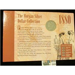 1519 _ 1880 Micro "O" variety Morgan Silver Dollar with literature from the New Orleans Mint.