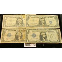 1547 _ Series 1928A, B, & Series 1957, & 57B $1 U.S. Silver Certificates. (total of 4 notes).