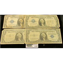 1548 _ Series 1928A, B, & Series 1957, & 57B $1 U.S. Silver Certificates. (total of 4 notes).