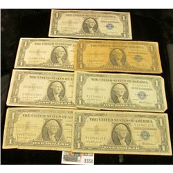 1551 _ Series 1935A, 35D, 35E, 35F, 35G, 1957, & 57B U.S. $1 Silver Certificates. (total of 7 notes)