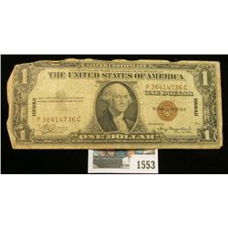 1553 _ Series 1935A One Dollar "Hawaii" Silver Certificate. Has the Emergency "Hawaii" over print.