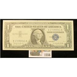 1556 _ Series 1957B $1 U.S. Silver Certificate. Near Crisp Unc. Small centralized rust spot.