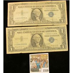 1559 _ (2) Series 1957, 57A & Series 57B Star Replacement One Dollar Silver Certificates. (4 notes).