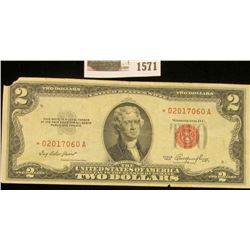 1571 _ Series 1953 $2 "Red Seal" Star Replacement U.S. Bank Note