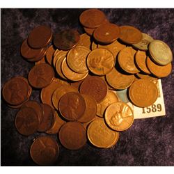 1589 _ (59) Old Wheat Cents including a copper-plated 1943.