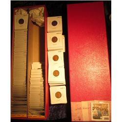 1605 _ Red 14" Double Row Stock Box 75% full of carded, ready for Flea Market 1953-55 era Wheat Cent
