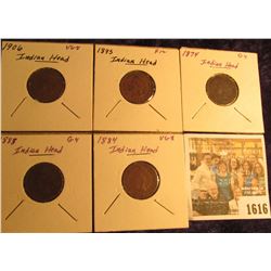 1616 _ 1874, 1884, 1888, 1895, & 1906 Indian Head Cents. Grading up to Fine.