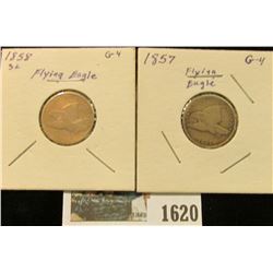 1620 _ 1857 & 1858 U.S. Flying Eagle Cents.
