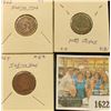 Image 2 : 1622 _ 1862 & 1863 Copper-nickel & 1864 Bronze Civil war Era Indian Head Cents.