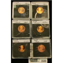 1640 _ 1978 S, 79 S, 80 S, 81 S, & 8, 88 S Proof Lincoln Cents in special holders.