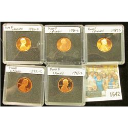 1642 _ 1982 S, 89 S, 90 S, 91 S, & 92 S  Proof Lincoln Cents in special holders.