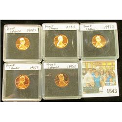 1643 _ 1993 S, 94 S, 95 S, 96 S, & 97 S  Proof Lincoln Cents in special holders.