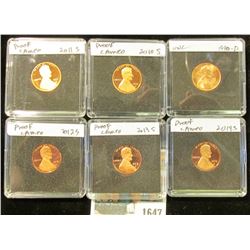 1647 _ 1990D BU, 2010S, 2011S, 12S, 13S, & 14S Proof Lincoln Cents in special holders.
