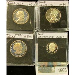 1665 _ 2011 S Gem Cameo Proof Roosevelt Dime, 1998 S Gem Cameo Proof Washington Quarter; 80 S & 81 S