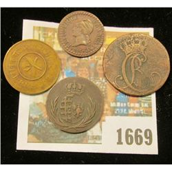 1669 _ (4) Old Copper Coins, including dates 1787 & 1811.
