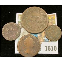 1670 _ (4) Old Copper Coins, including dates 1632, 1763, 1786, & 1838.