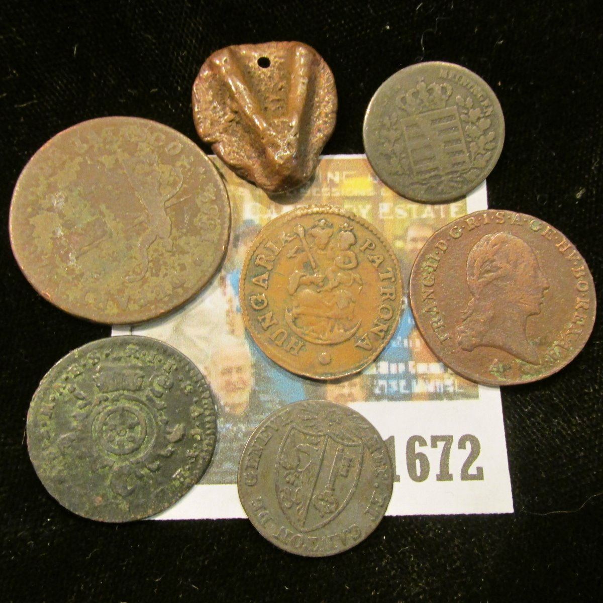 1672 _ (7) Old Copper Coins some with dates including 1705, 1769, 1800