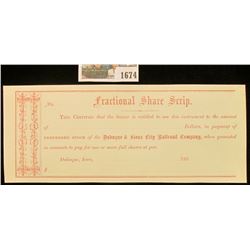 1674 _ 1860 "Fractional Share Scrip…Preferred Stock of the Dubuque & Sioux City Railroad Company". M