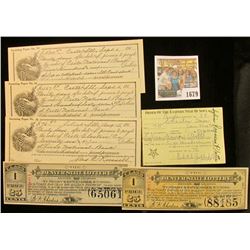 1679 _ (2) different 1890 "Denver State Lottery" Colorado Tickets; (3) different pieces of early 190