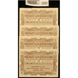 1681 _ (5) Mint condition 1924 "5c Merchants Cash Discount" scrip from "Kennedy & Co. Gent's Furnish