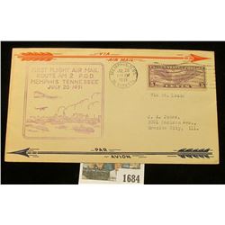 1684 _ "First Flight Air Mail Route AM 2 P.O.D. Memphis, Tennessee July 20 1931", "First Direct Over