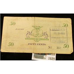 1689 _ July 29, 1933 "The George Junior Republic" 50 Cents Scrip, "Nothing Without Labor", "Faith Ho