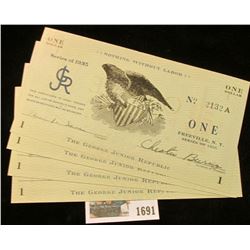 1691 _ Extremely Rare Five Consecutive Serial Number Series of 1935 George Junior Republic One Dolla