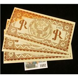 1692 _ June 1925 Rare Set of Three Consecutive Serial Number Fifty Cent Scrip from "GJR" (George Jun