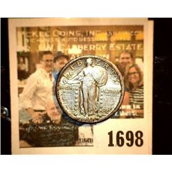 1698 _ 1917 P Type 2 Standing Liberty Quarter, VF.