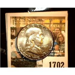 1702 _ 1955 P "Bugs Bunny" Variety Franklin Half Dollar, CH BU 64 FBL. Lovely toning.